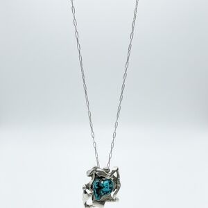 Silver and Turquoise Pendant Necklace
